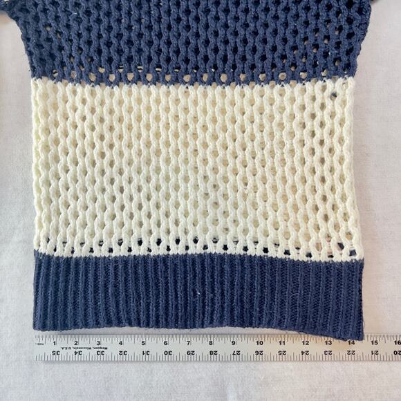 Arizona Jeans Co. Sweater Woman's L Open Chunky Knit Full Sleeves Navy & White - Picture 6 of 10
